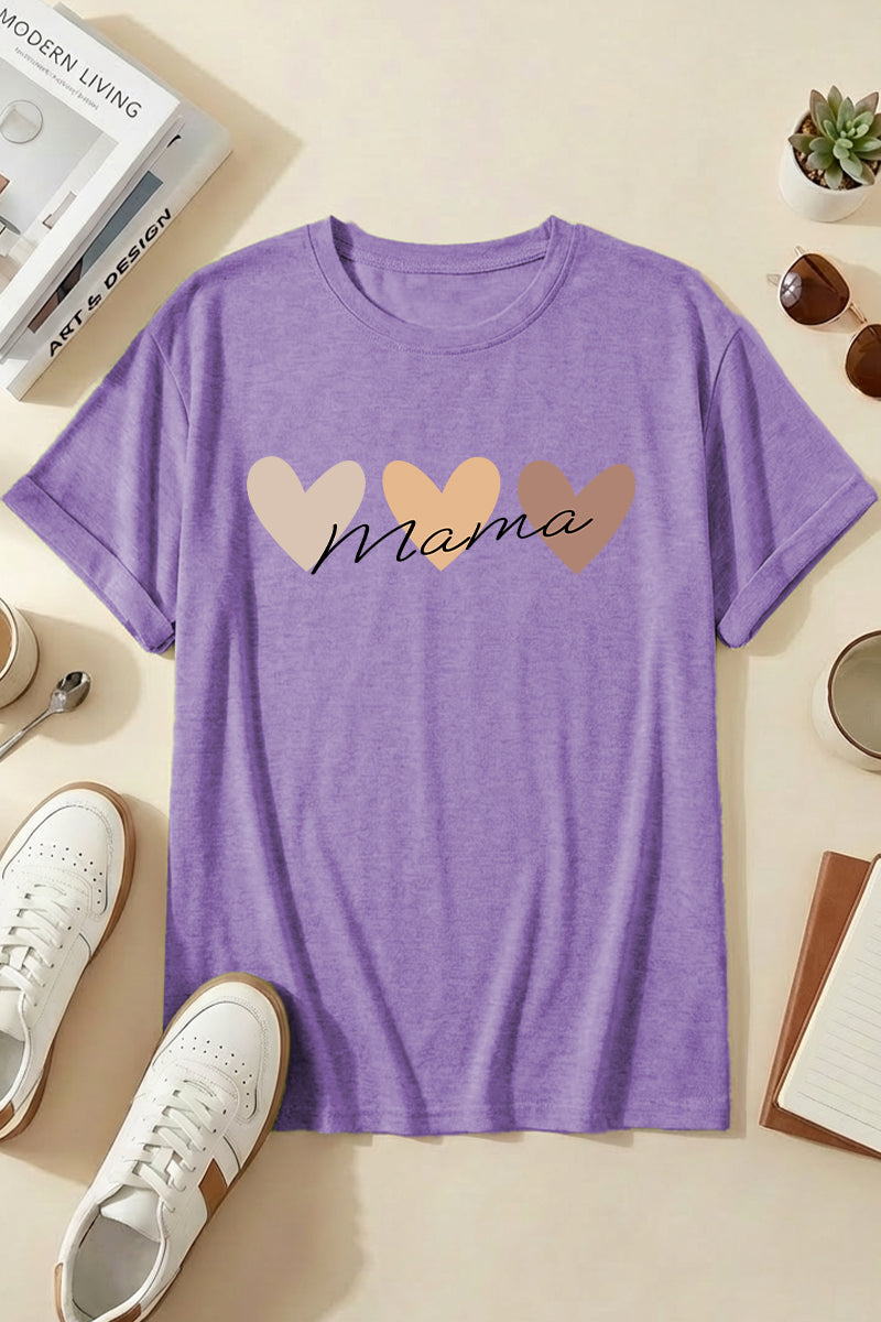 Mama Heart Graphic Tee Mothers Day Gift Soft Casual Short Sleeve T Shirt