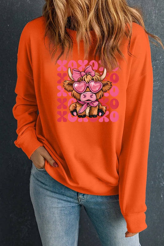 Valentine's Day Pink XOXO Textured Graphic Sweatshirt