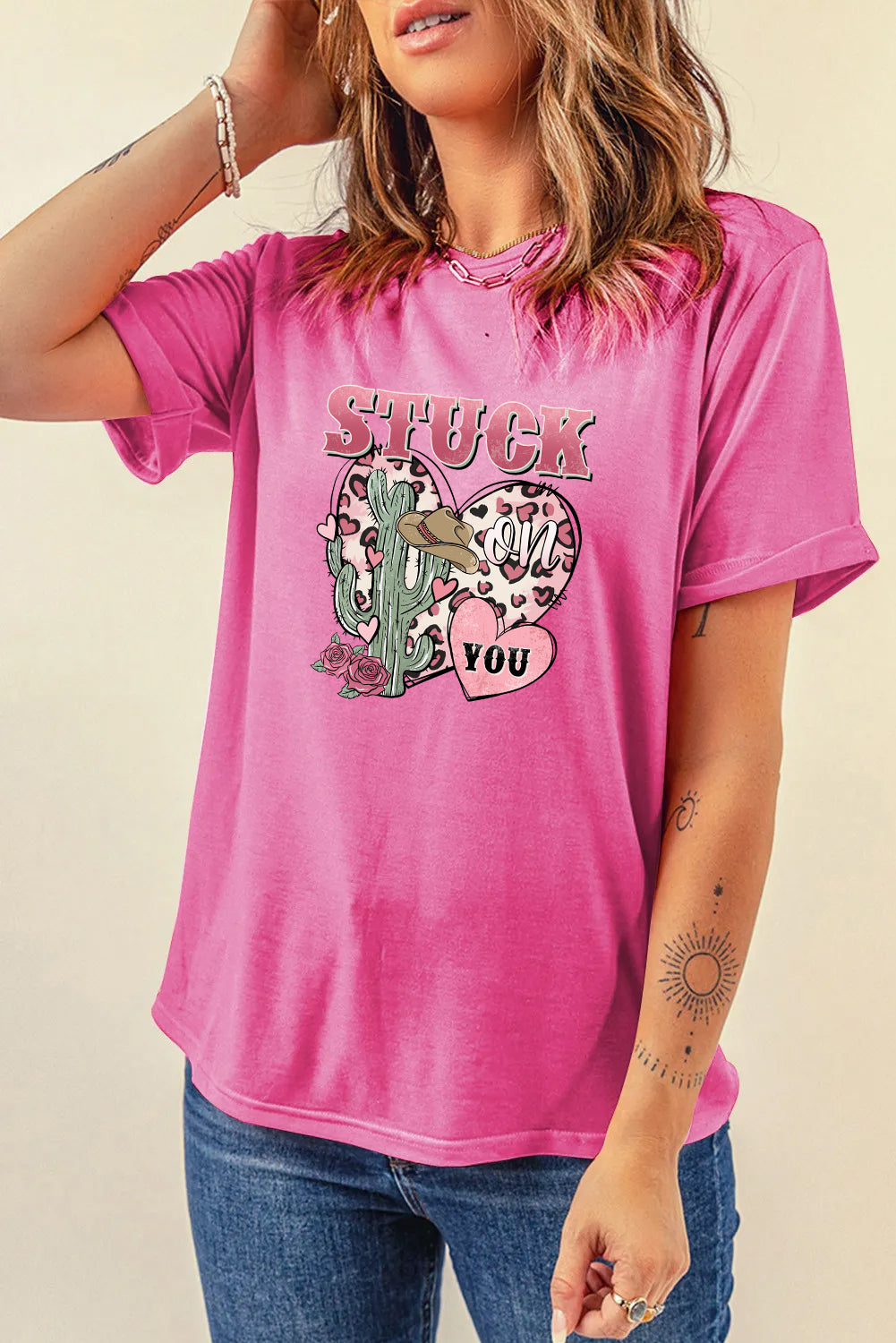 Valentine’s Day Stuck On You Cowgirl Graphic Tee