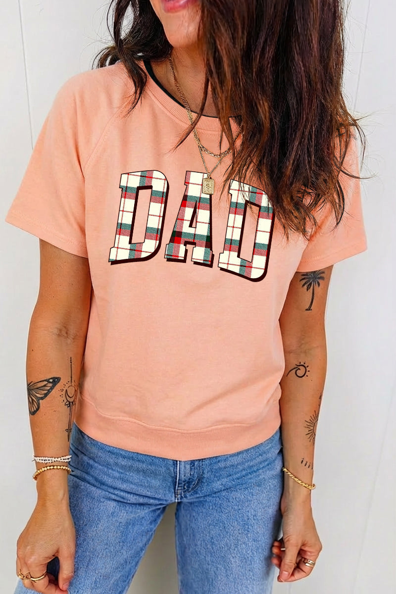 White Colorful DAD Graphic Tee Casual Short Sleeve Top