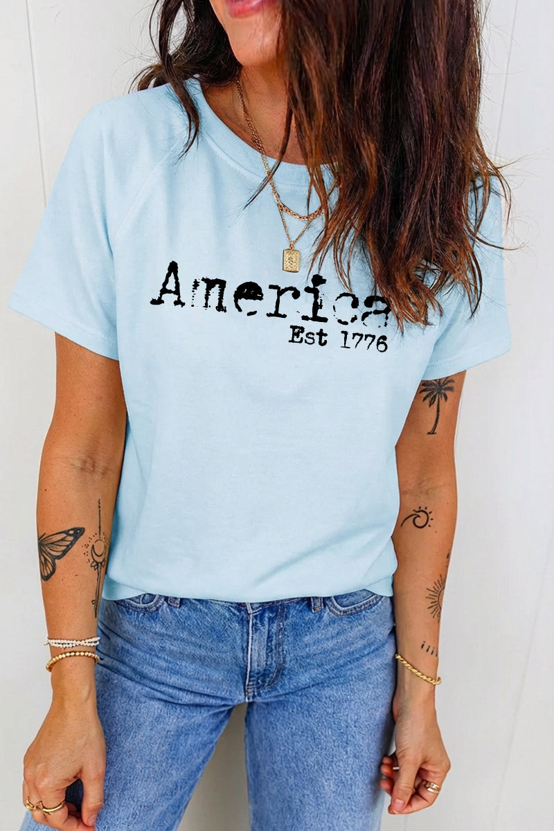 Independence Day America Est 1776 Graphic Tee Top