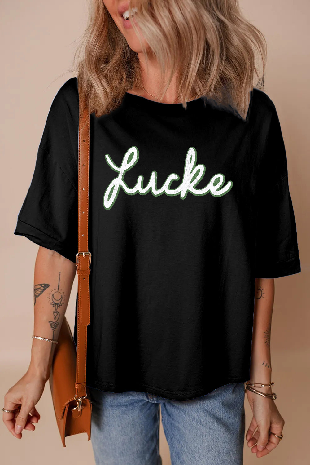 St Patricks Day Lucky Script Graphic T-Shirt