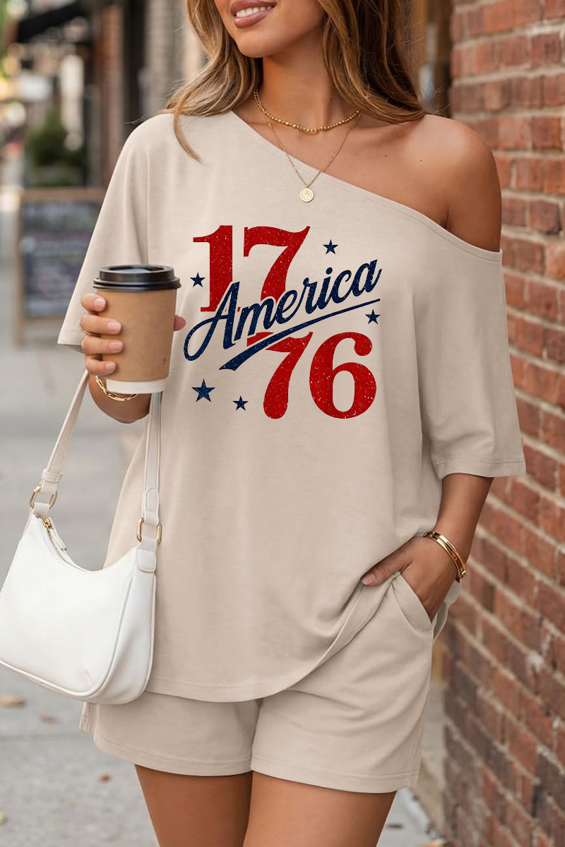 1776 America Off Shoulder Short Sleeve Summer Set