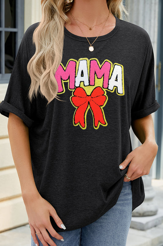 Mama Bow Graphic Loose Tee Cute Mother's Day Shirt