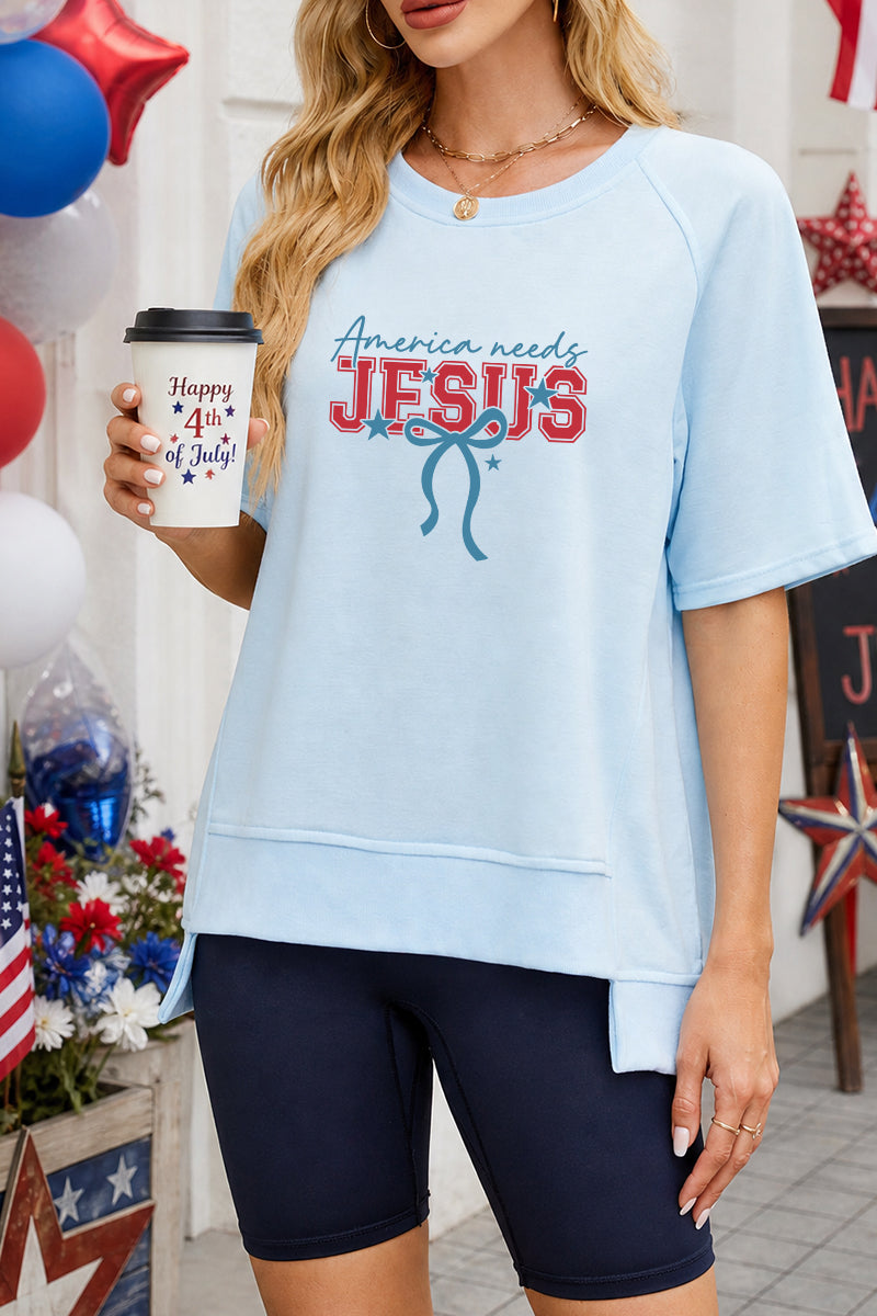 Patriotic Faith Graphic Oversized Summer Tee