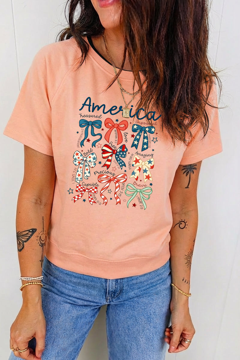 4th of July America Bow Firework Patriotic Graphic Tee