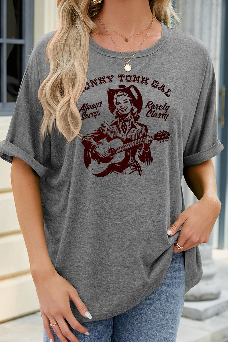Western Graphic Loose Fit Short Sleeve Casual Tee