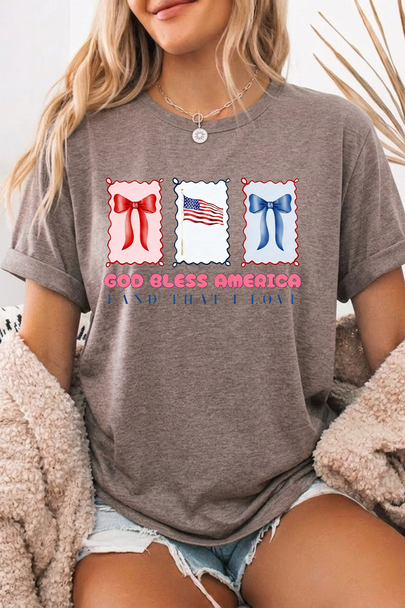 Independence Day USA Flag Graphic T Shirt Women
