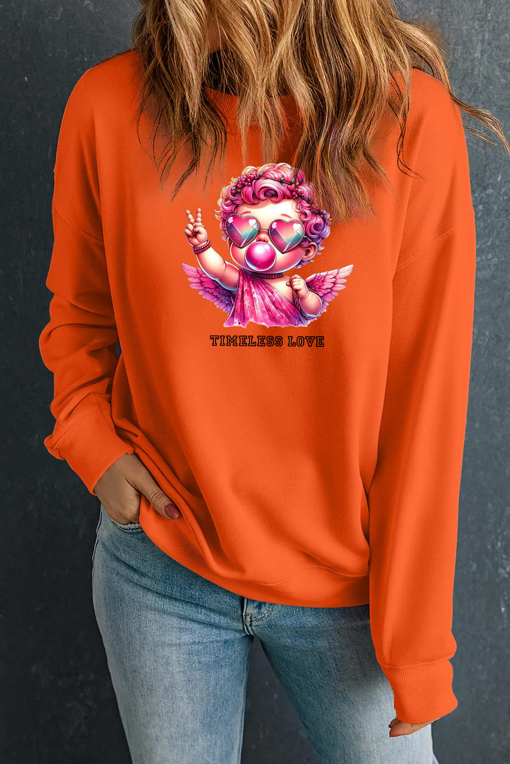 Valentine’s Day Timeless Love Angel Graphic Cozy Sweatshirt