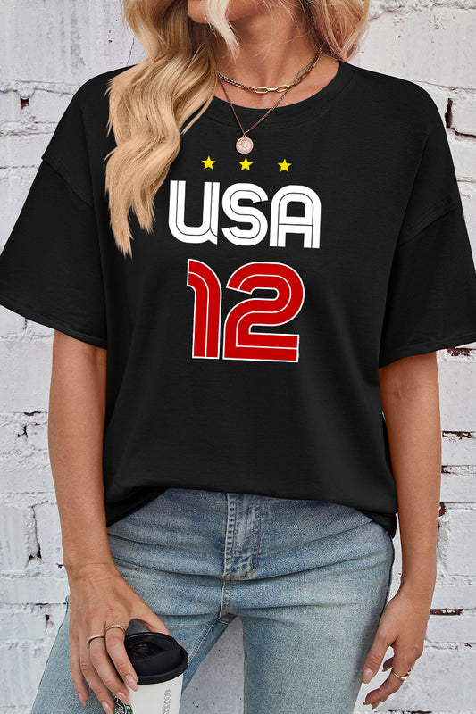 Graphic Rayon T Shirt USA Soccer Casual Loose Tee