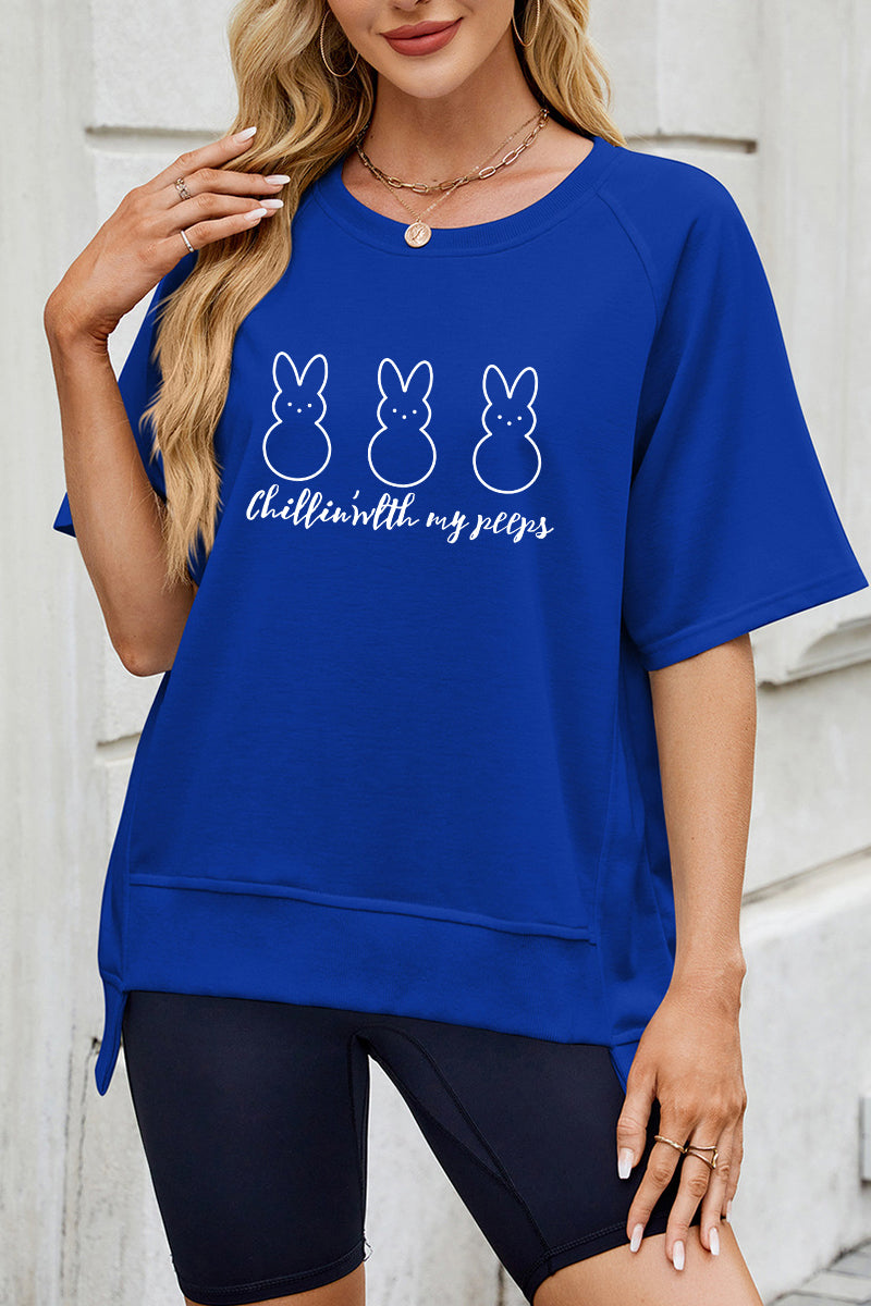 Easter Cute Bunny Graphic Tee Women Casual Spring Shirt