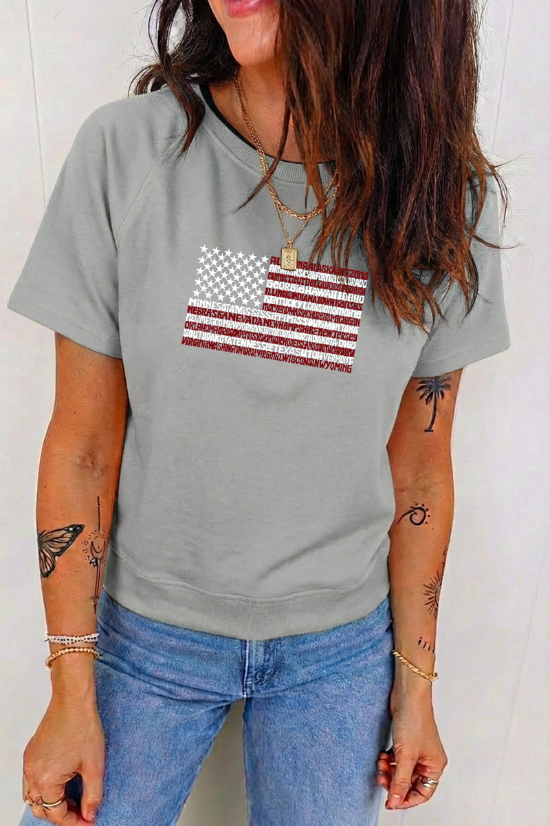 Patriotic USA Flag Graphic 4th of July Casual Tee