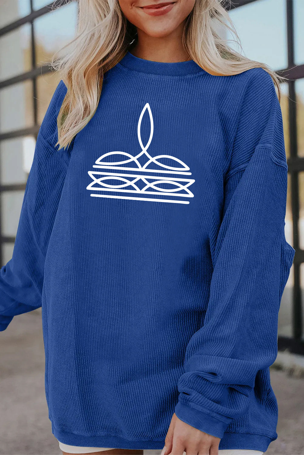 Western Minimal Line Art Casual Sweatshirt