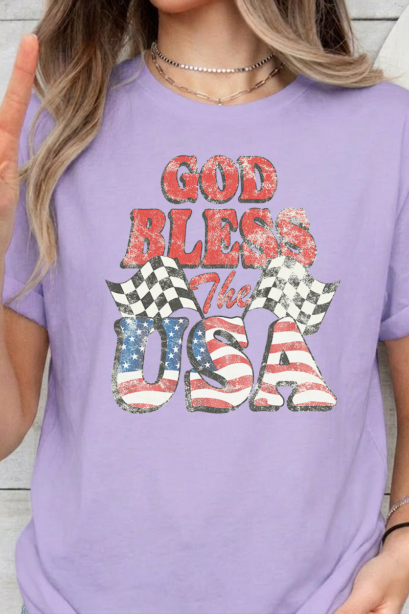 Fourth of July God Bless America Vintage Graphic Tee