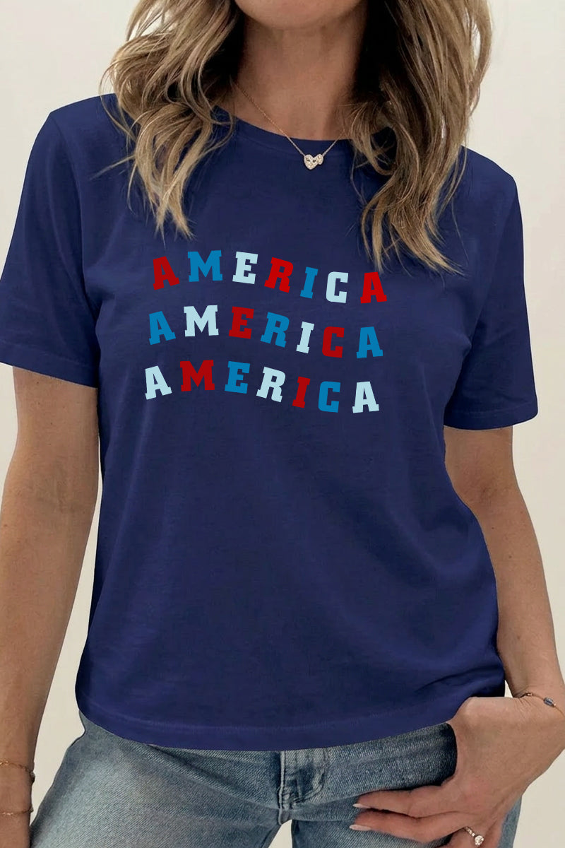 4th of July America Graphic T Shirt Women Casual Tee