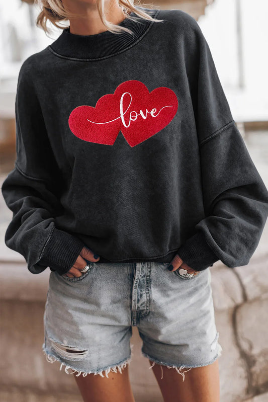 Valentines Day Love Double Heart Vintage Sweatshirt