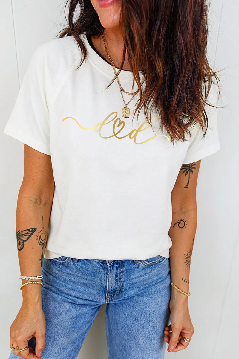 Script Graphic T Shirt Dad Print Casual Crewneck Short Sleeve Top