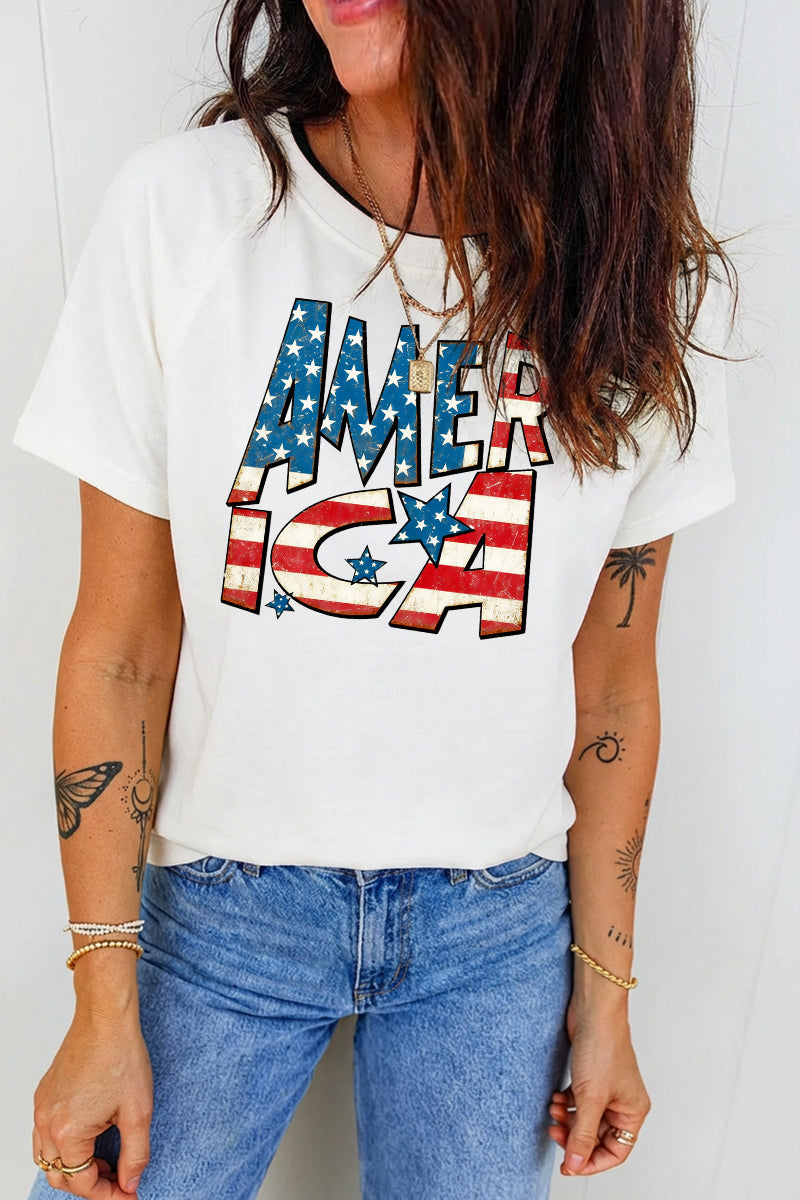 4th of July Oversized America Flag Patriotic Tee