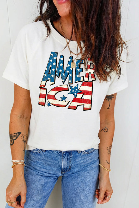4th of July Oversized America Flag Patriotic Tee
