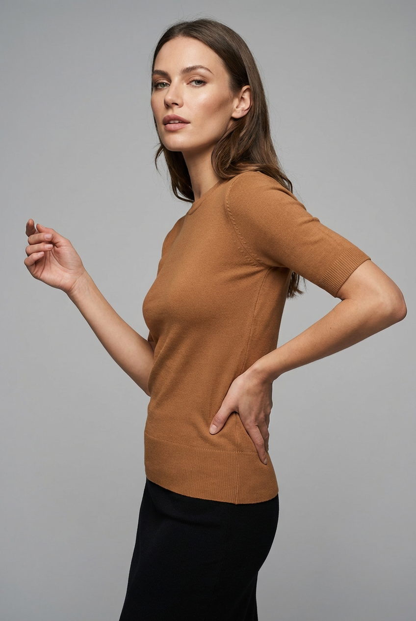 Half Sleeve Crewneck Lightweight Soft Pullover