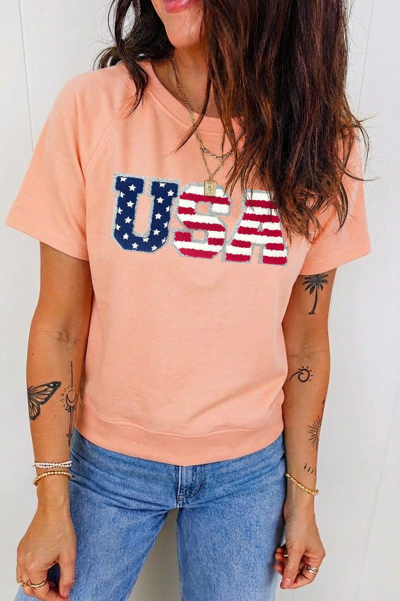 Independence Day USA Flag Graphic Tee Casual Fit