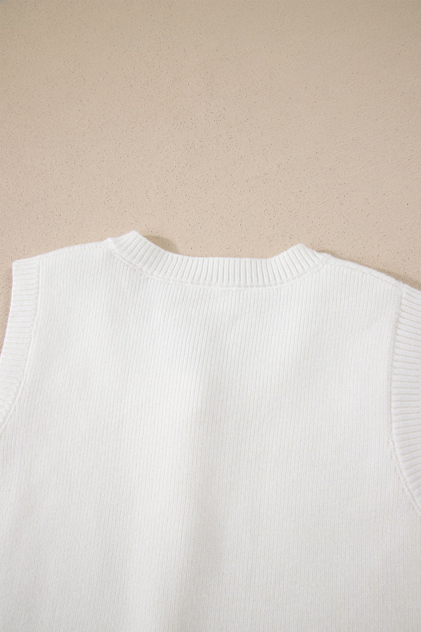 Yellow Cream Solid Color Sleeveless Knit Button Pocketed Sweater