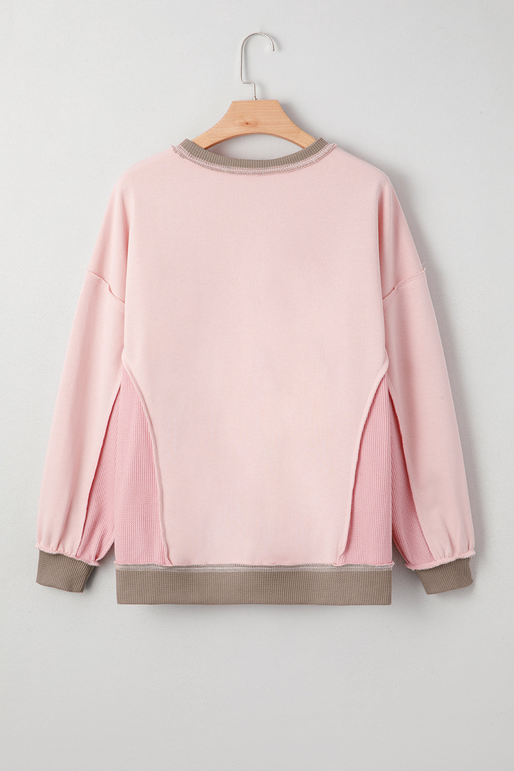 Color Block Mix Texture Waffle Patchwork Oversize Sweatshirt