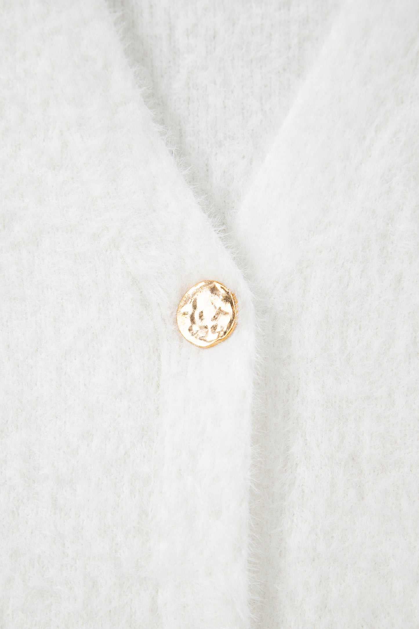 Smoke Gray Fuzzy Buttoned Front Midi Solid Cardigan