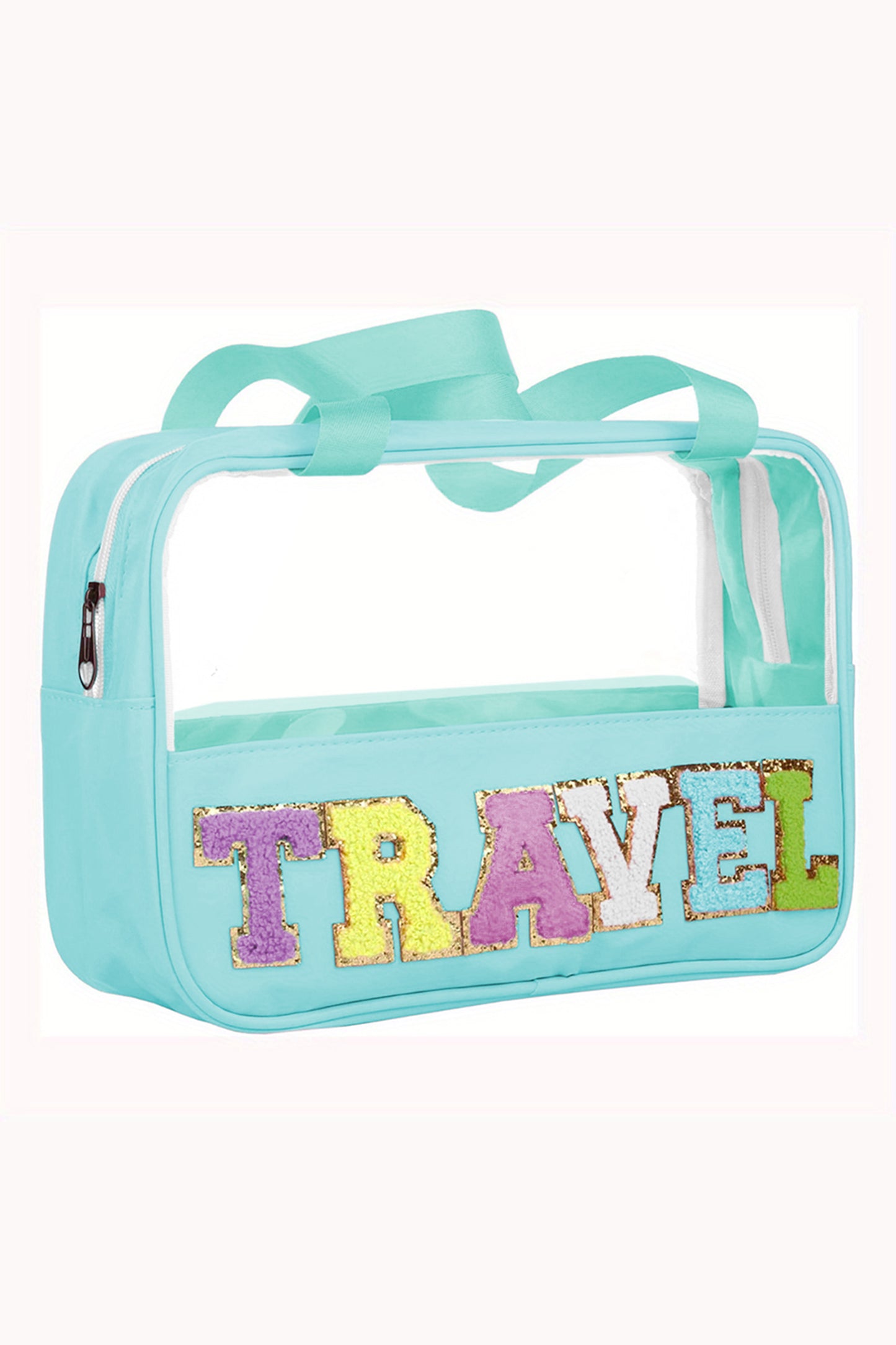 Parchment TRAVEL Chenille Letter Clear PVC Makeup Bag
