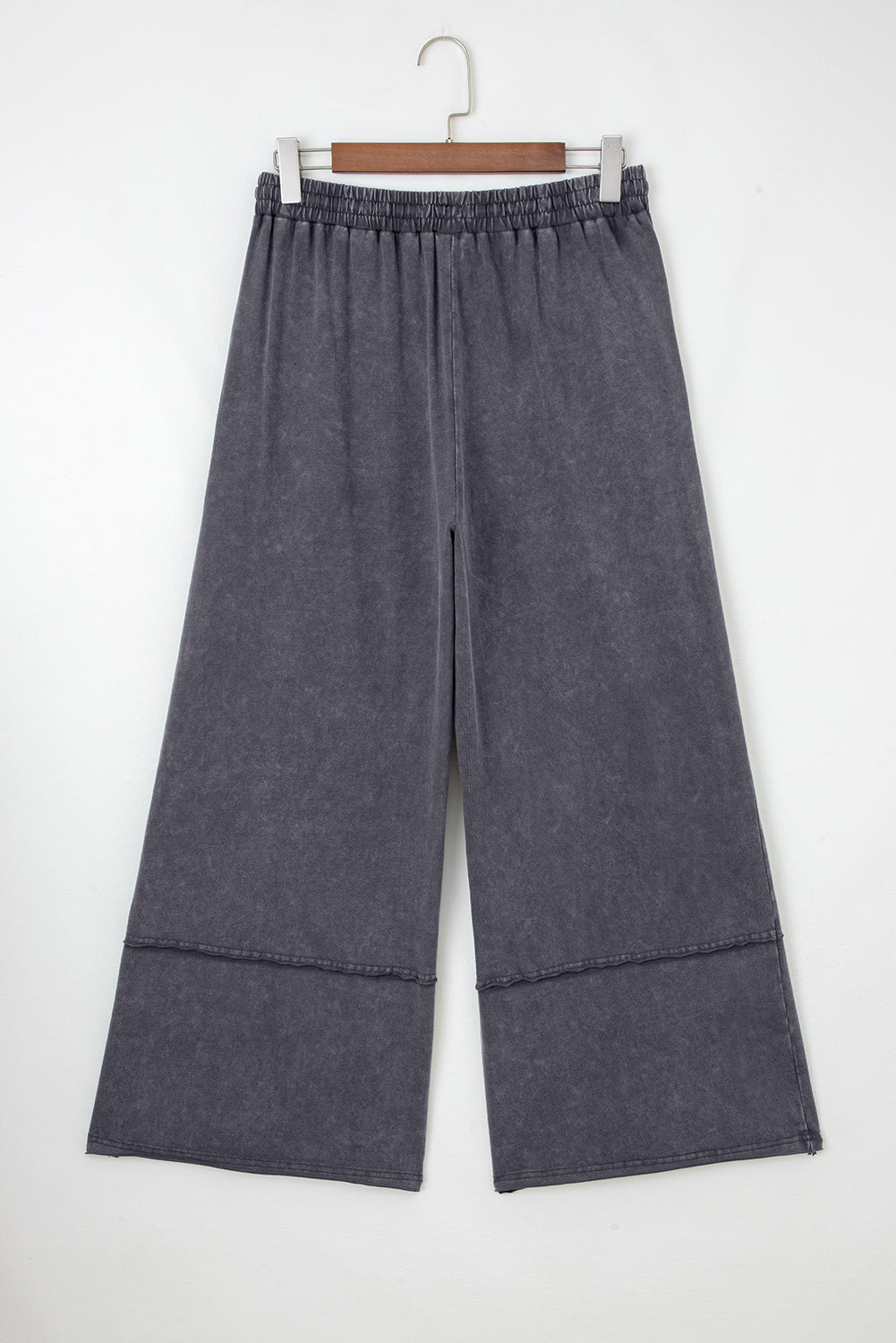 Pink Flower Patch Mineral Washed Terry Knit Cropped Wide Leg Pants