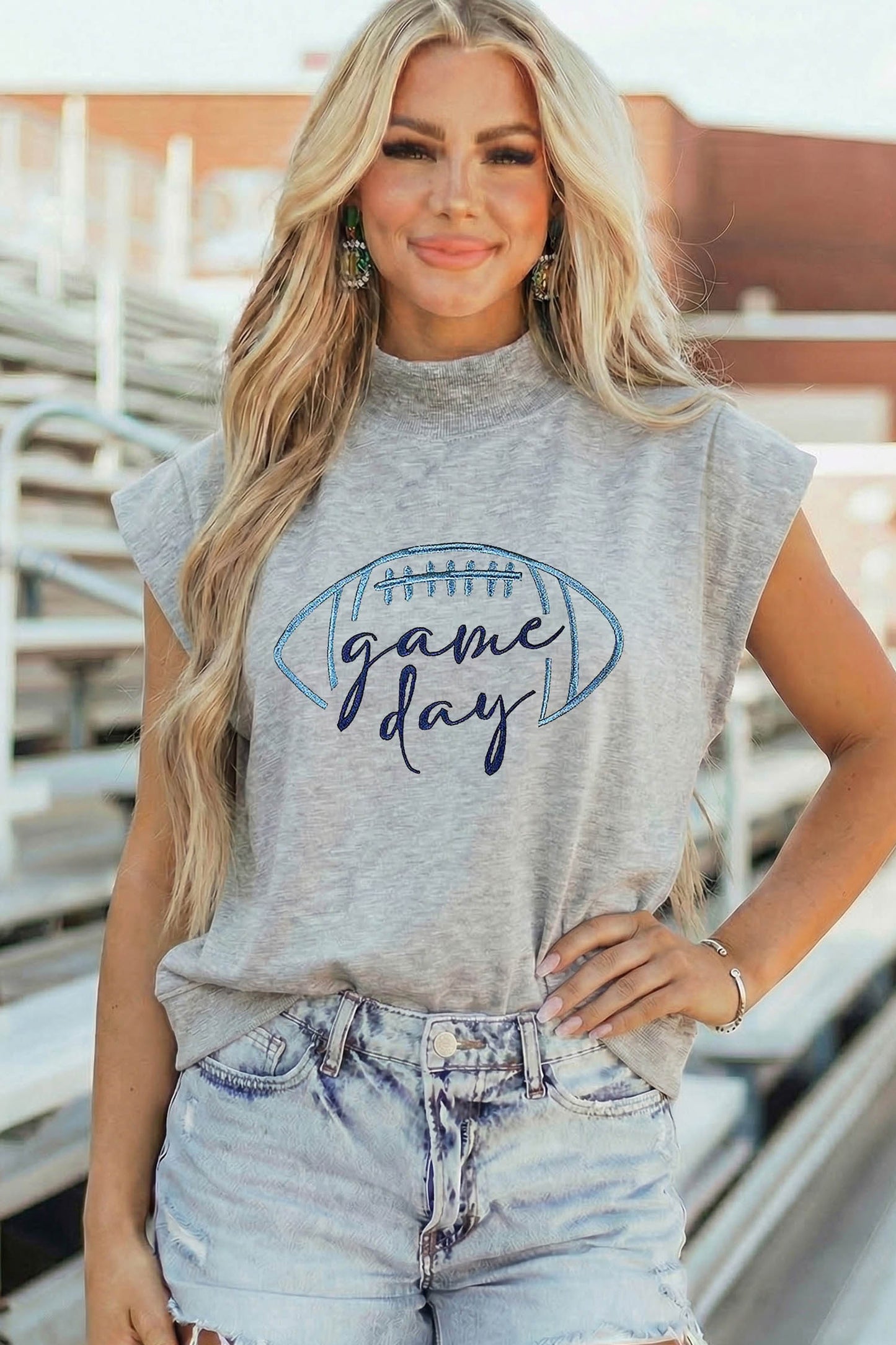 Game Day Cotton Graphic Tee Casual Football Fan Top