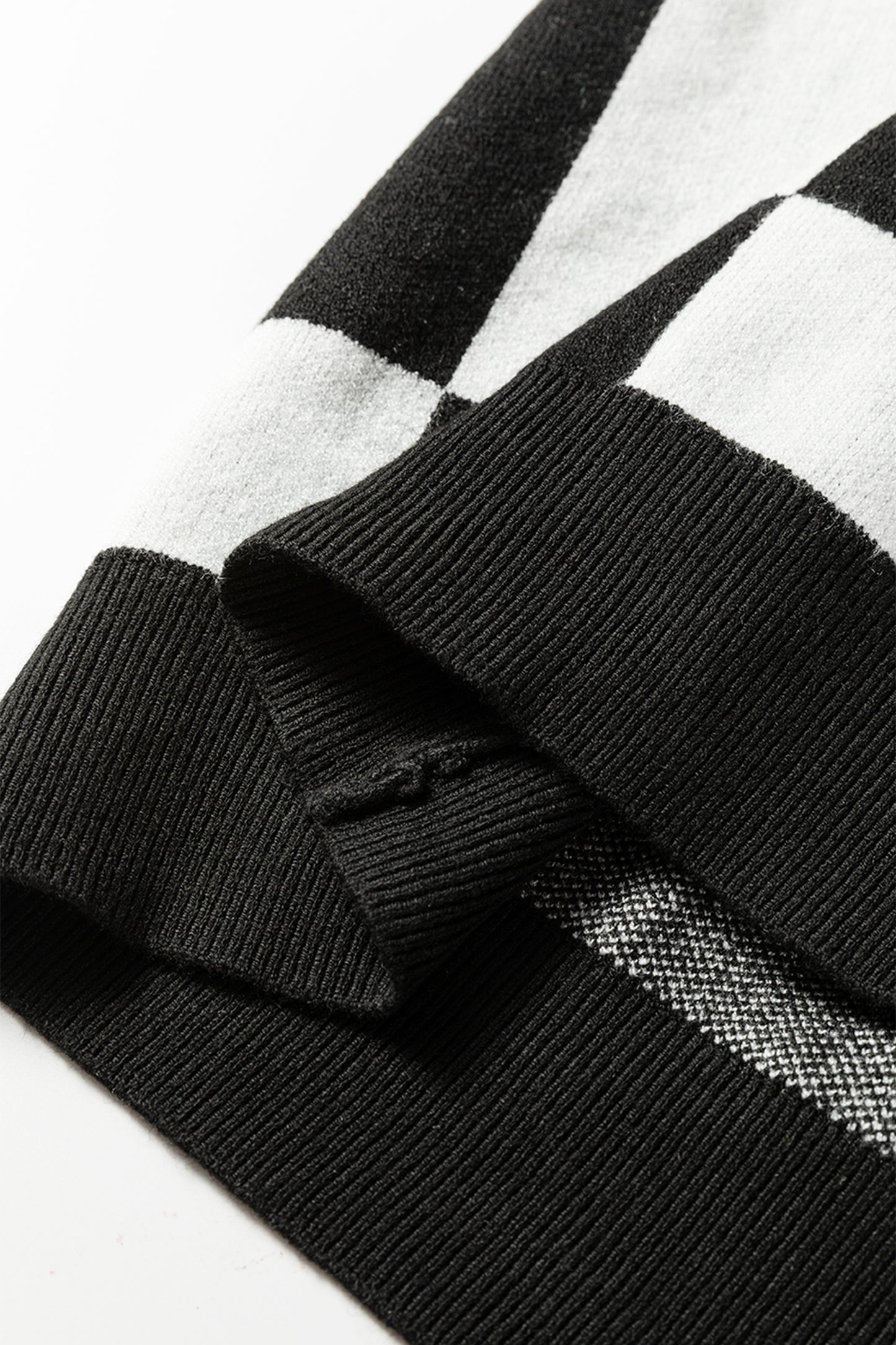 Checkered Pattern Loose Drop Shoulder Half Sleeve Sweater