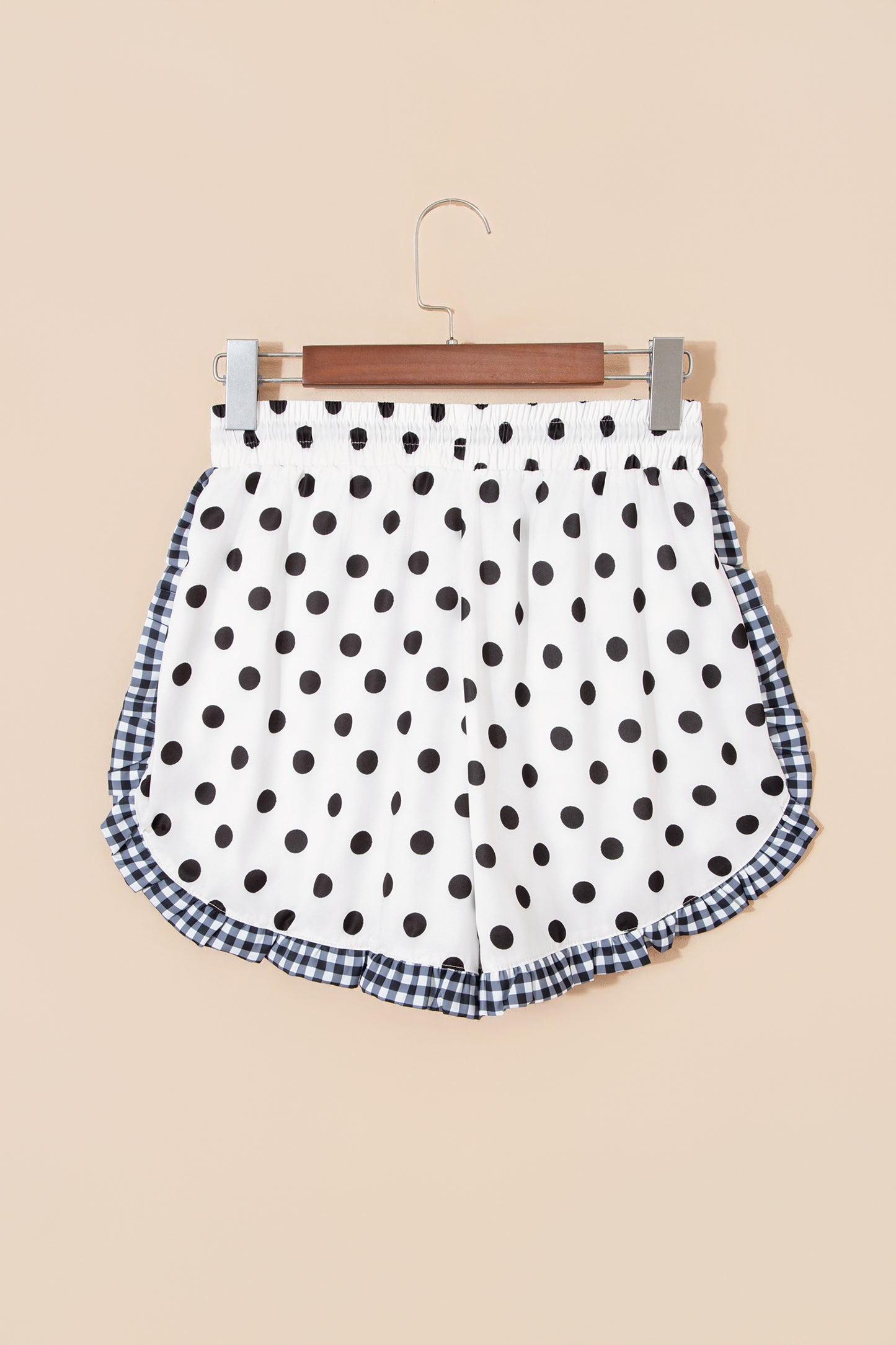 Khaki Leopard Print Contrast Ruffle Trim Shorts