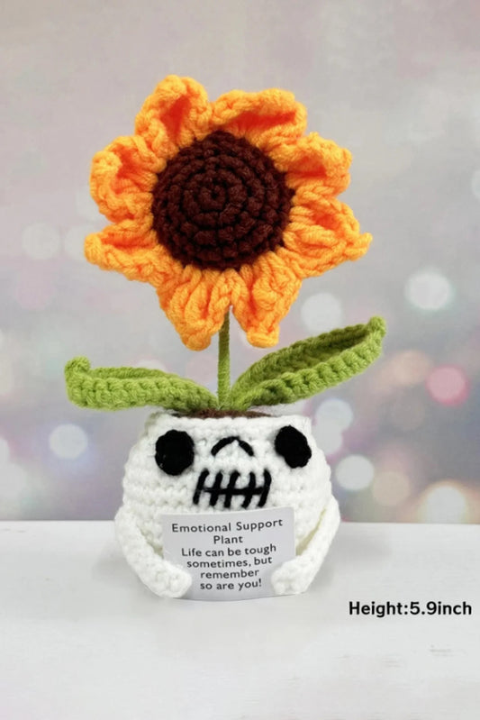 Orange Crochet Sunflower Halloween Pot Emotional Support Plant Halloween Home Decoration