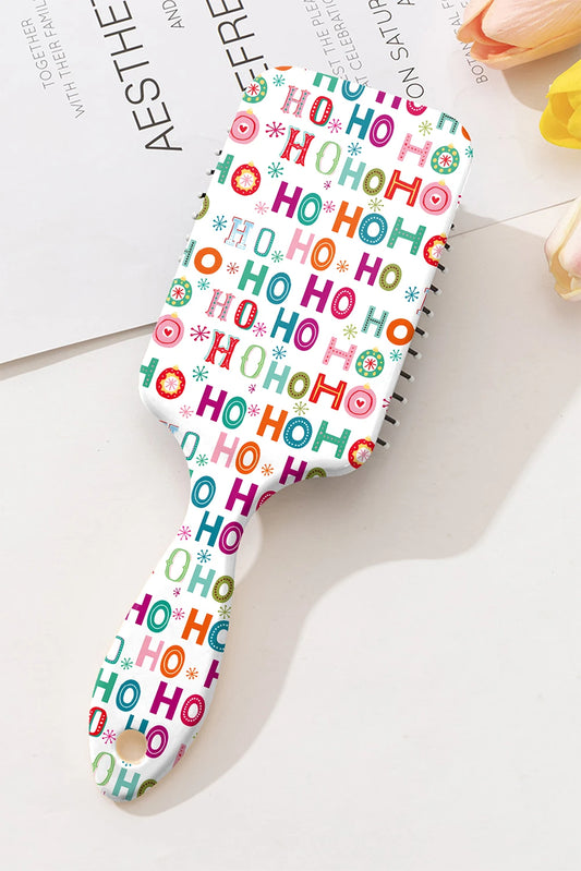 White HO HO HO Bright Christmas Print Air Cushion Comb