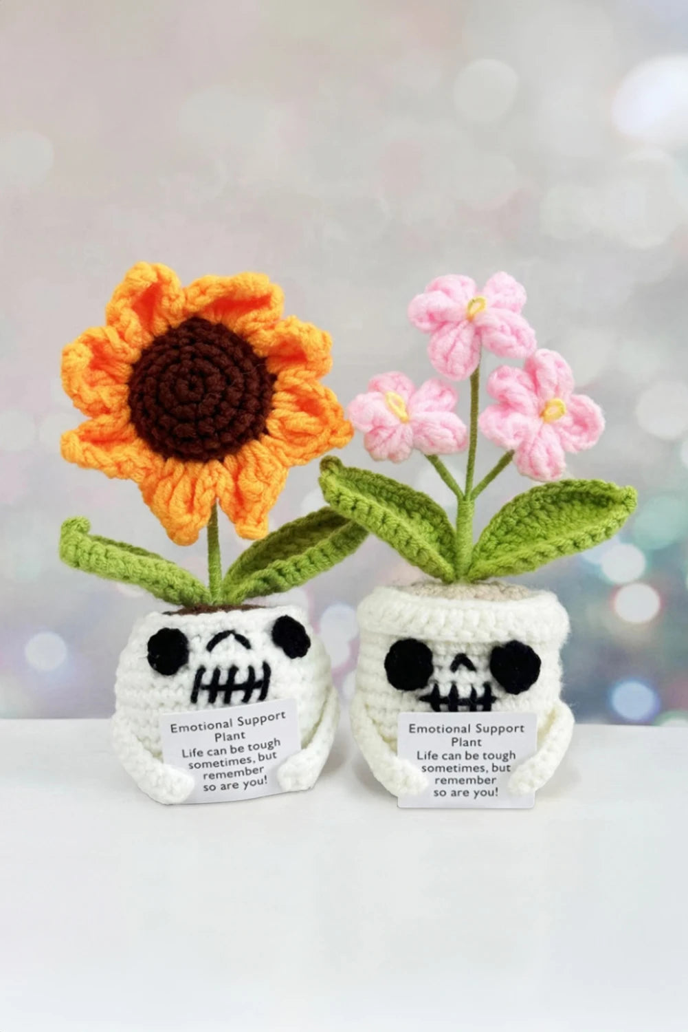 Orange Crochet Sunflower Halloween Pot Emotional Support Plant Halloween Home Decoration