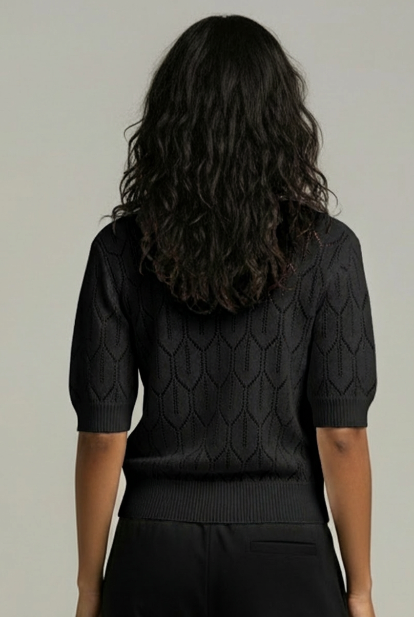 V Neck Knit Cardigan Button Front Short Sleeve Top