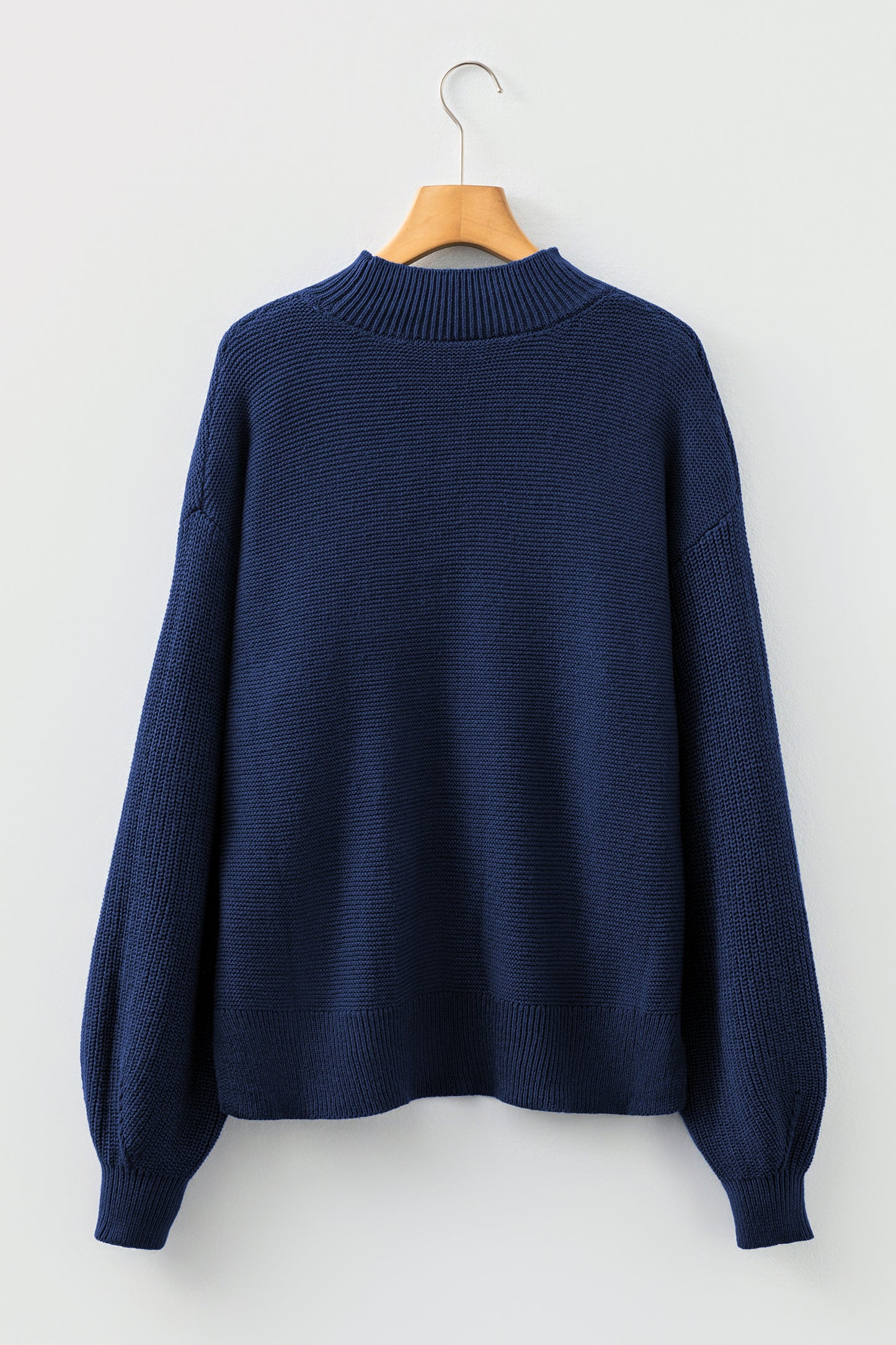 Mist Green Solid Color Front Seam Drop Shoulder Loose Sweater