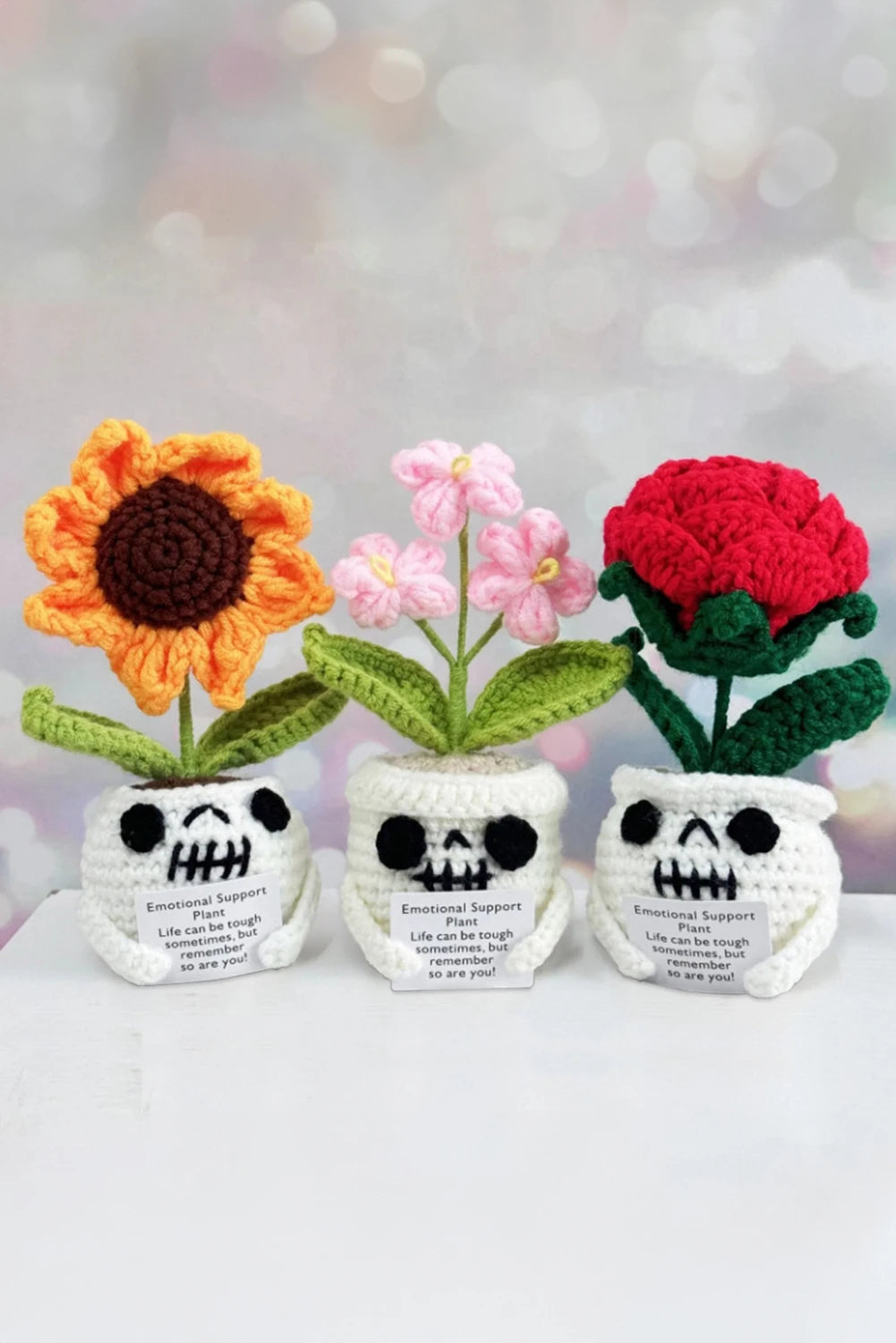 Orange Crochet Sunflower Halloween Pot Emotional Support Plant Halloween Home Decoration