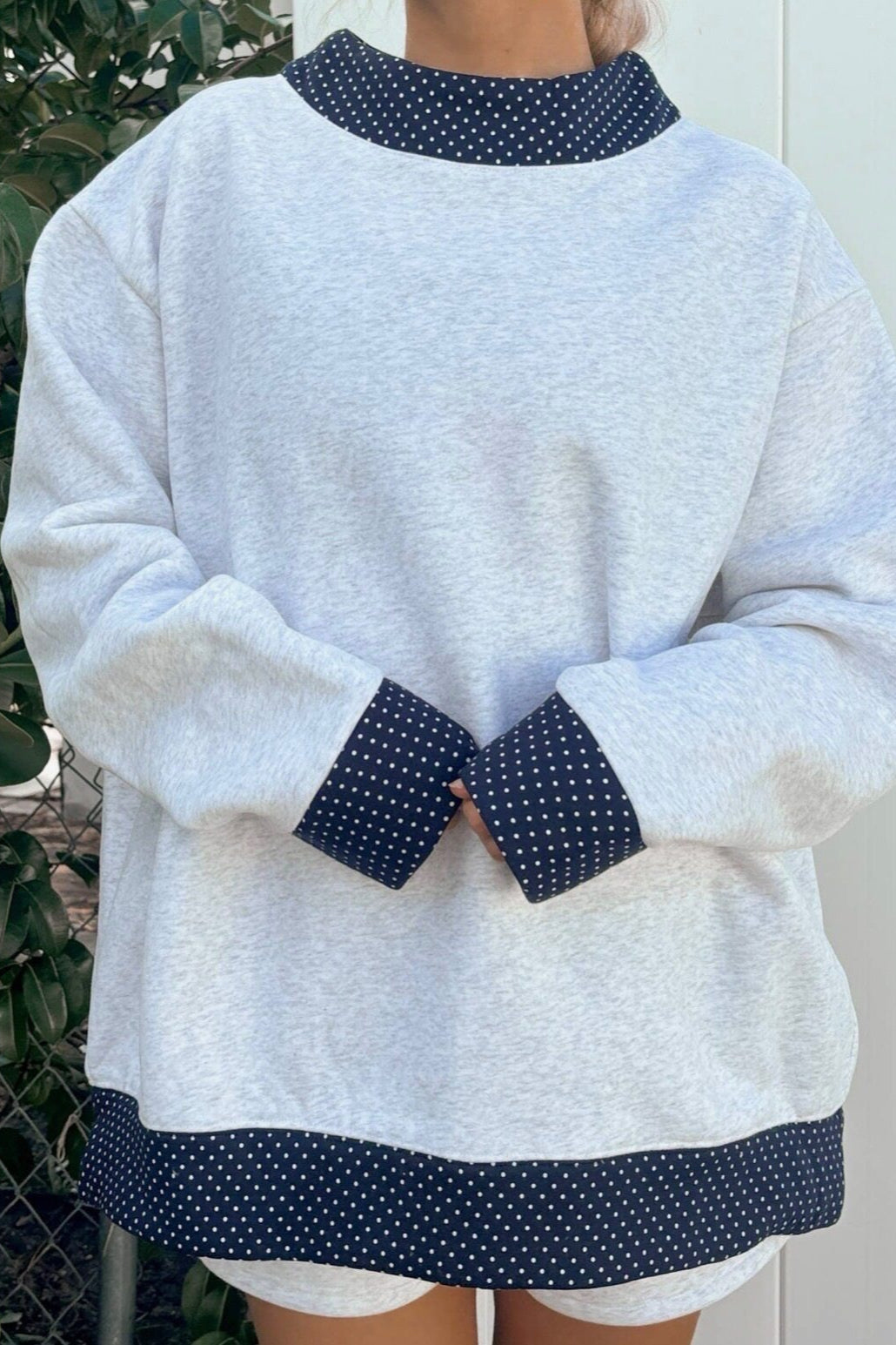 Polka Dot Sweatshirt Oversized Layered Casual Top