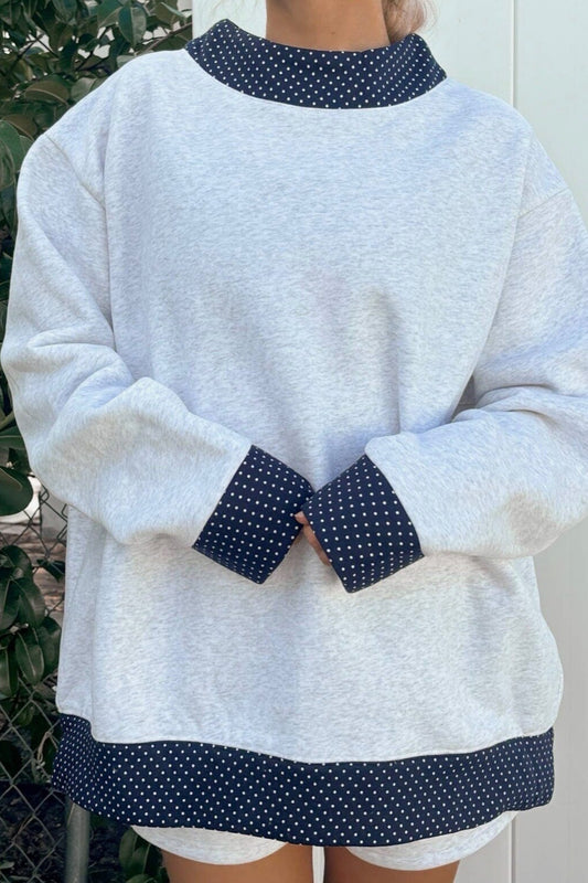 Polka Dot Sweatshirt Oversized Layered Casual Top
