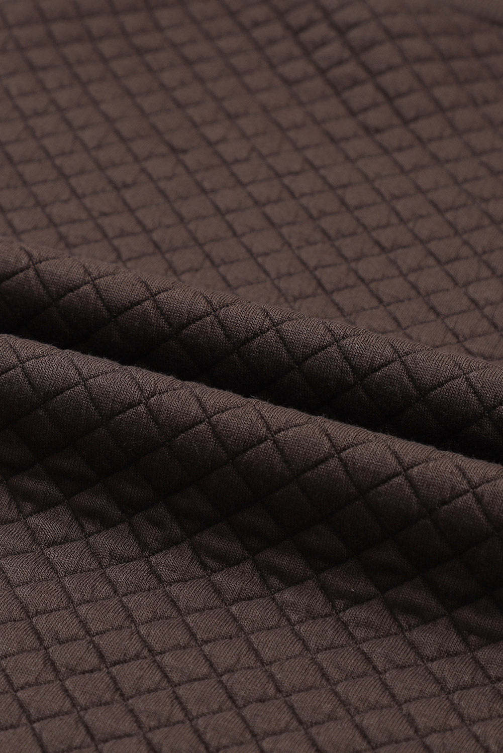 Apricot Quilted Buttoned Neckline Stand Neck Pullover Sweatshirt