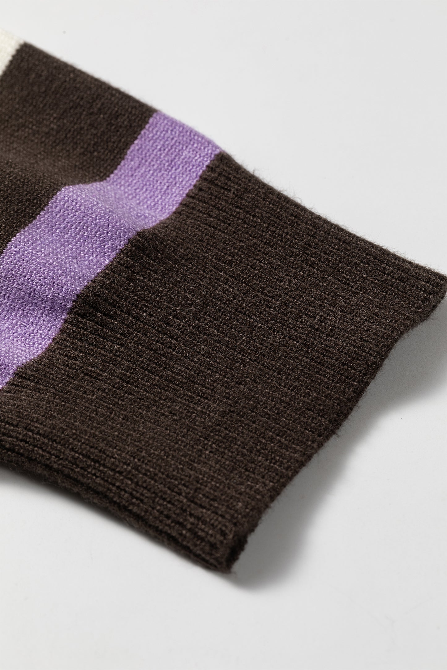 Brown Stripe Embroidered Detail Drop Shoulder Pullover Sweater
