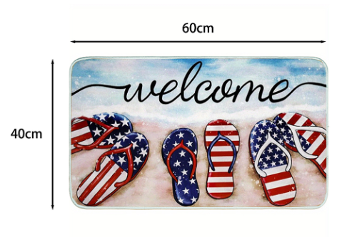 Dark Blue Welcome American Flag Slipper Print Entryway Mat