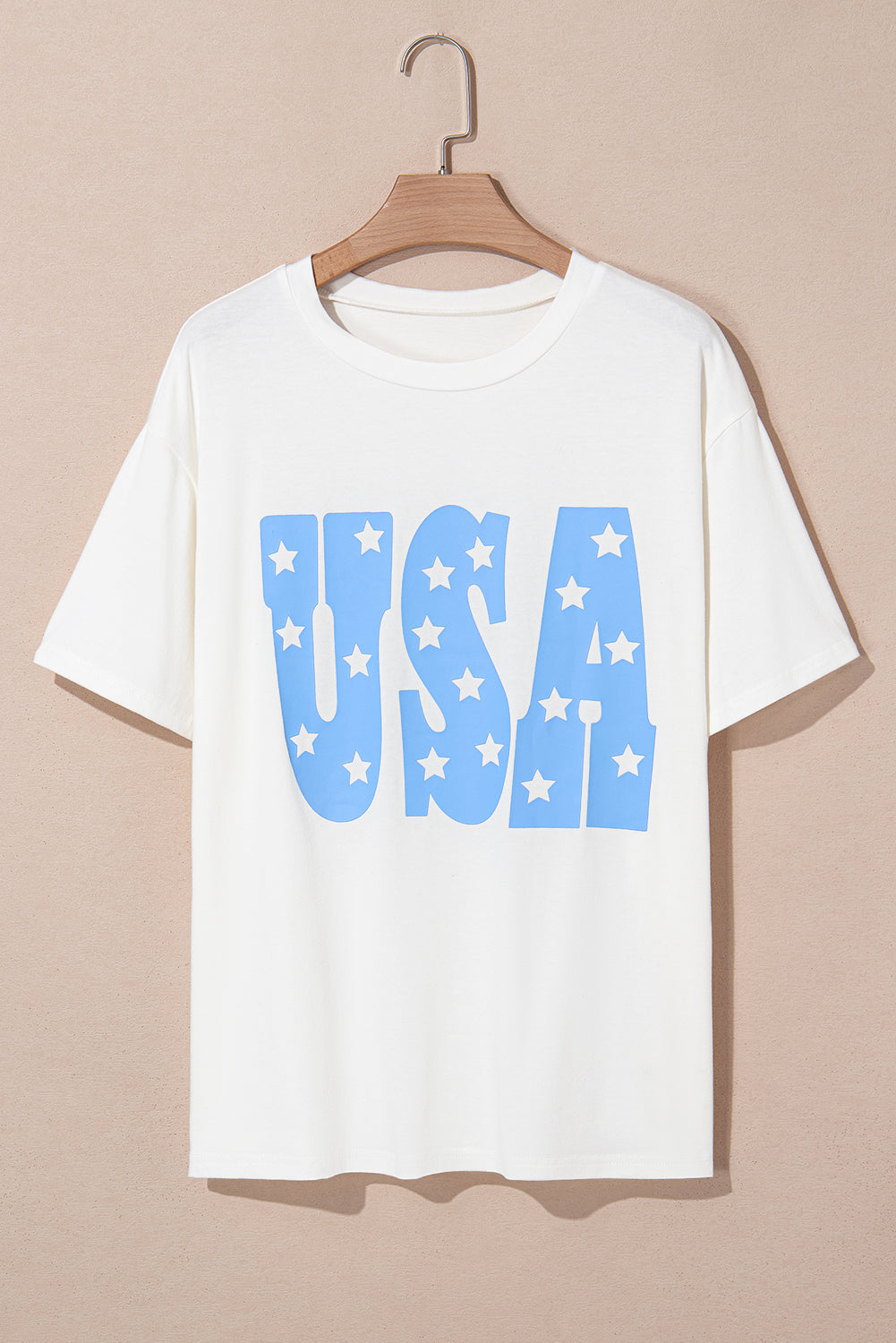 Sky Blue USA Graphic Crewneck Plus Size Patriotic Tee