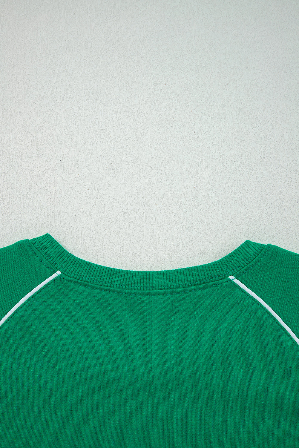 Dark Green Contrast Piping Crewneck Pullover Mini Skirt Set