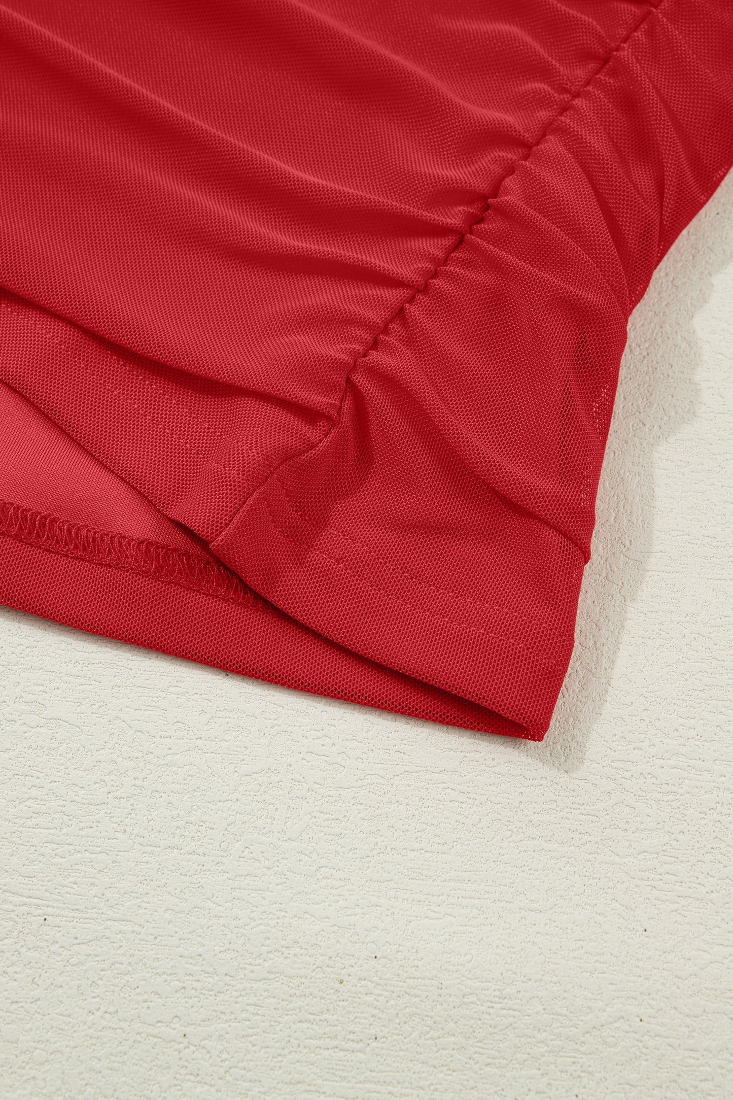 Coffee Sheer Mesh Patchwork High Neck Long Sleeve Top