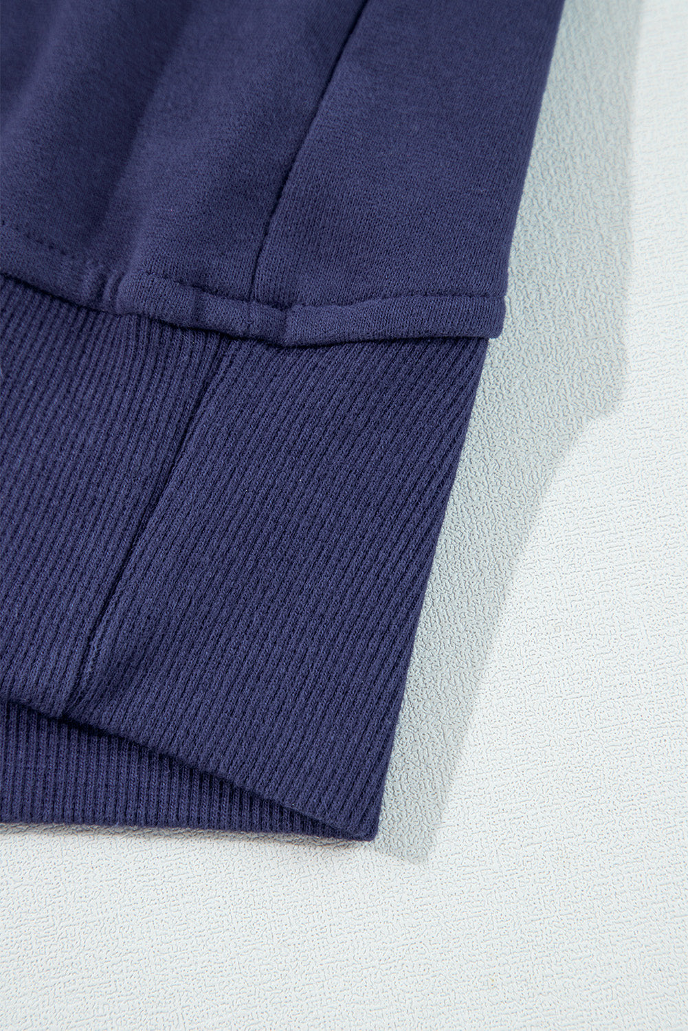 Black Zip Up Stand Collar Ribbed Thumbhole Sleeve Sweatshirt