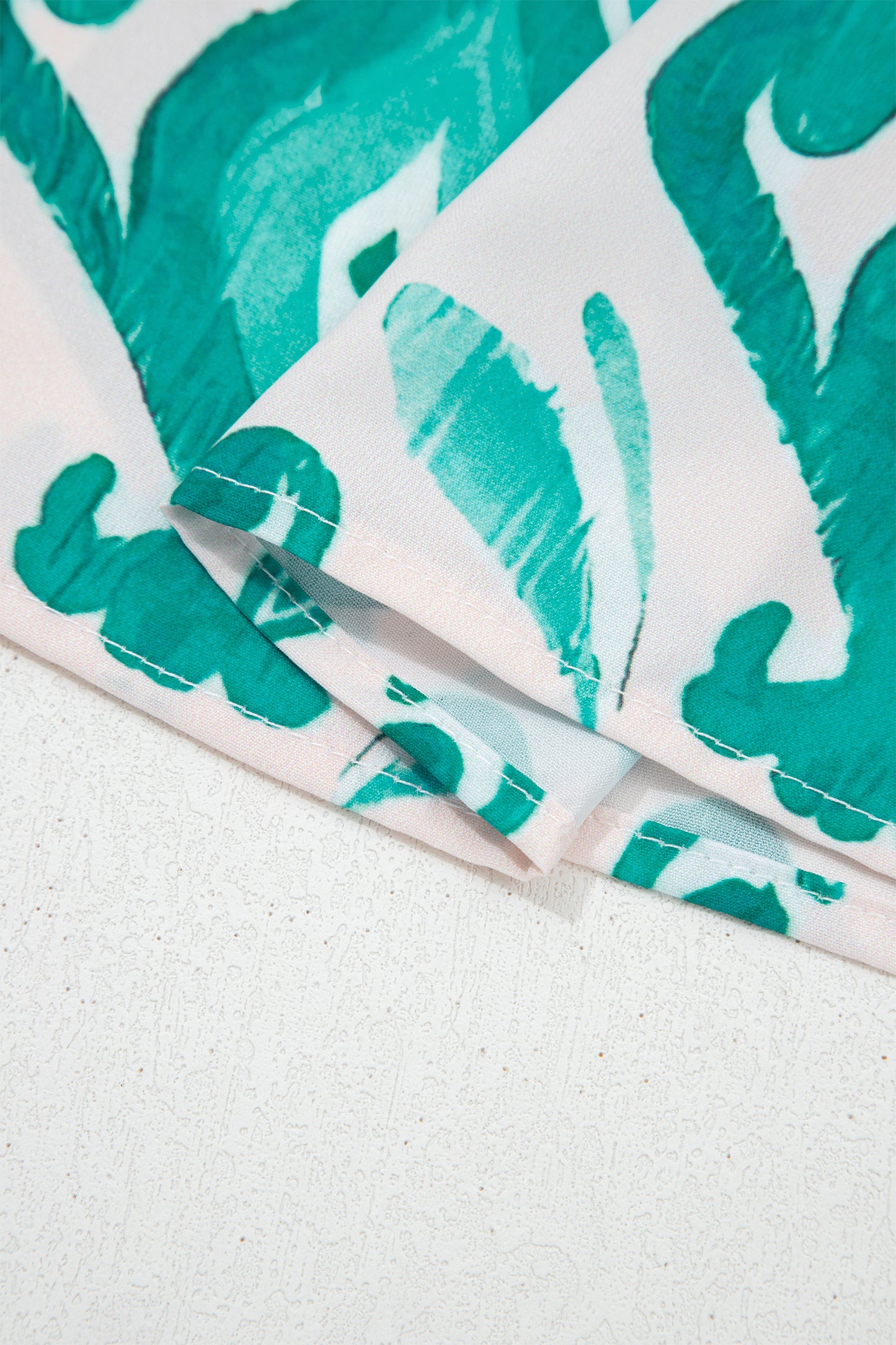 Sky Blue Ethnic Print Striped Trim Flutter Sleeve Top