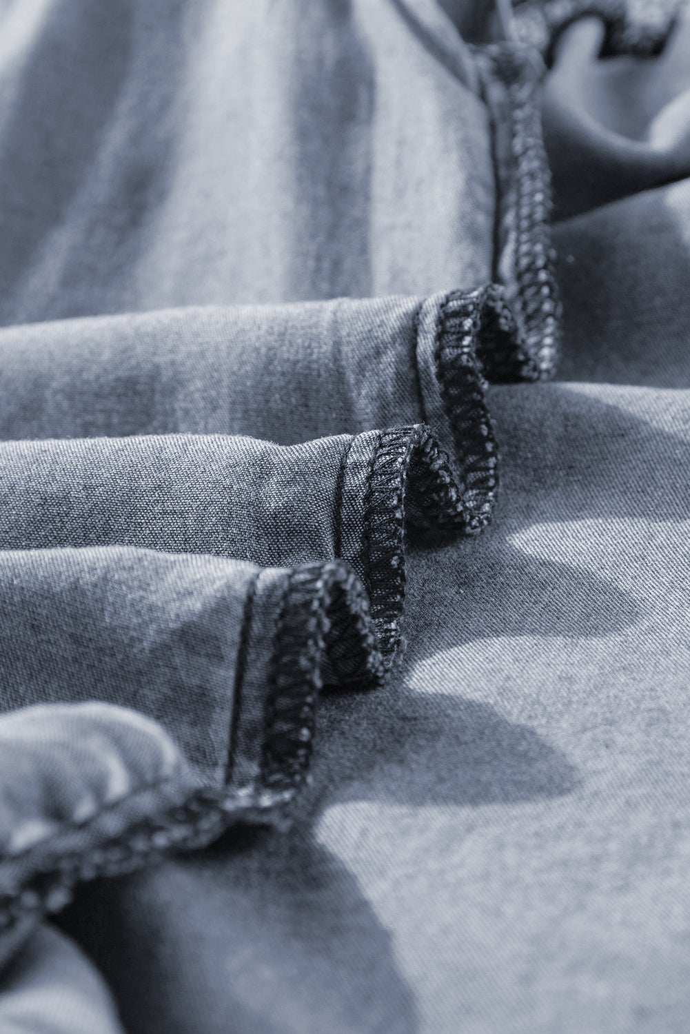 Ashleigh Blue Ruffled Shirred Neckline Sleeveless Denim Tank Top